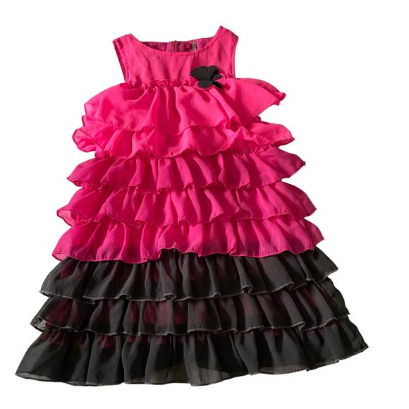 Orchestra Other - Orchestra Pink & Gray Ruffle Layered Dress - Girls Size 5